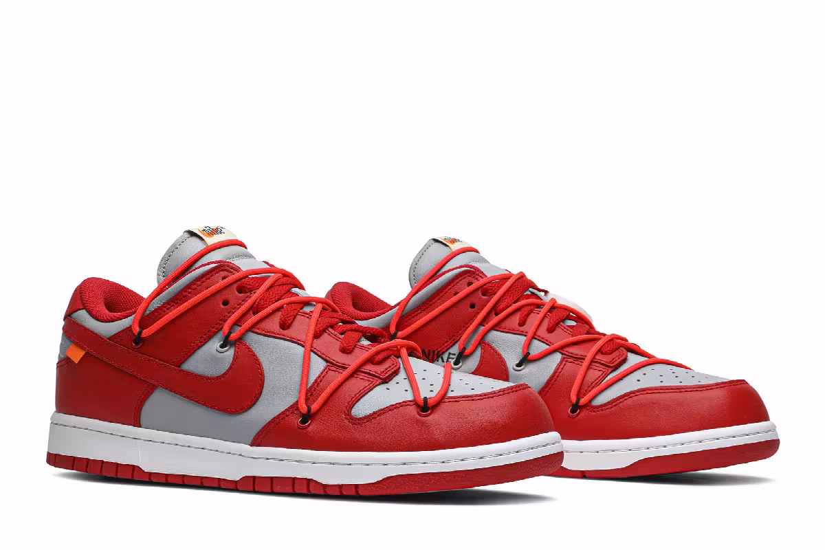 Off-White x Nike Dunk Low University Red, view 9