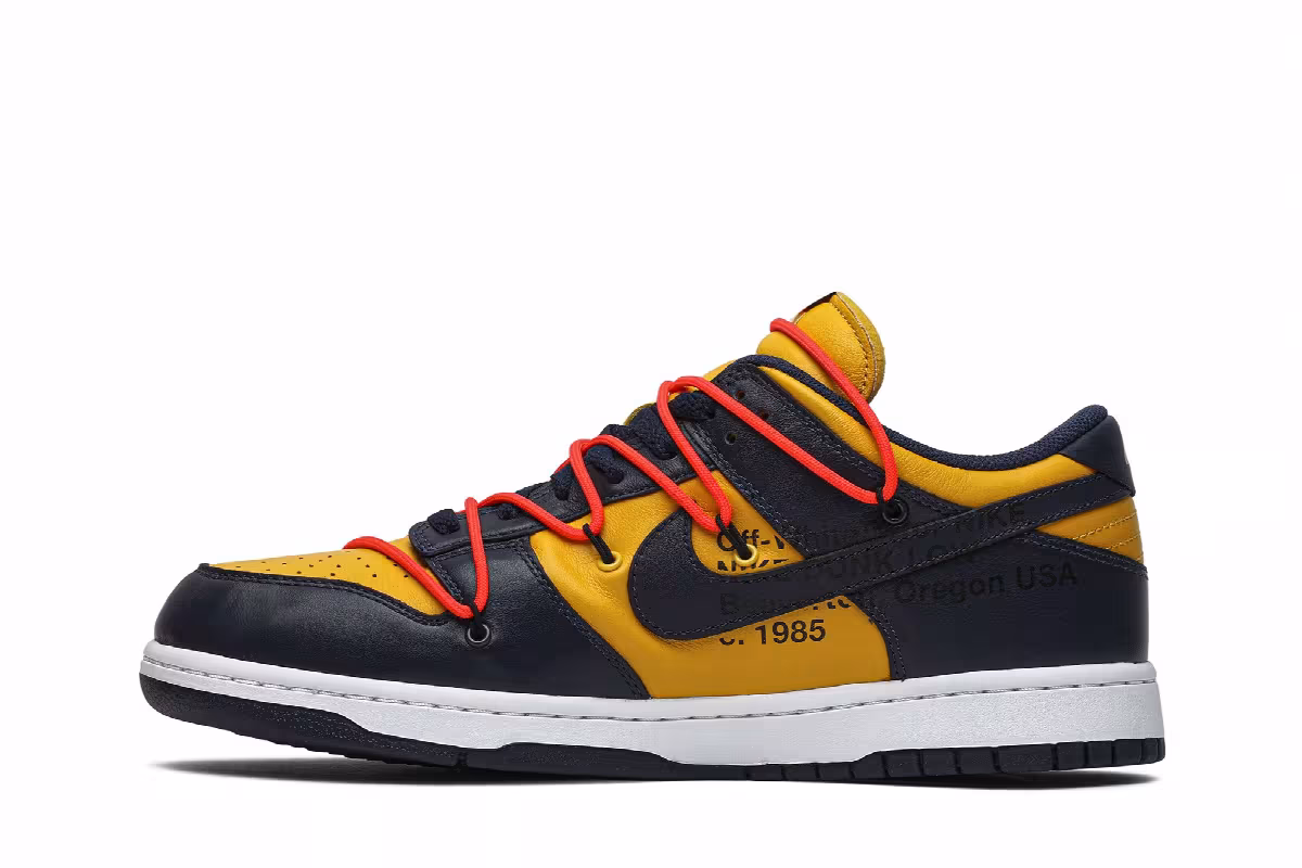 Off-White x Nike Dunk Low University Gold, view 4