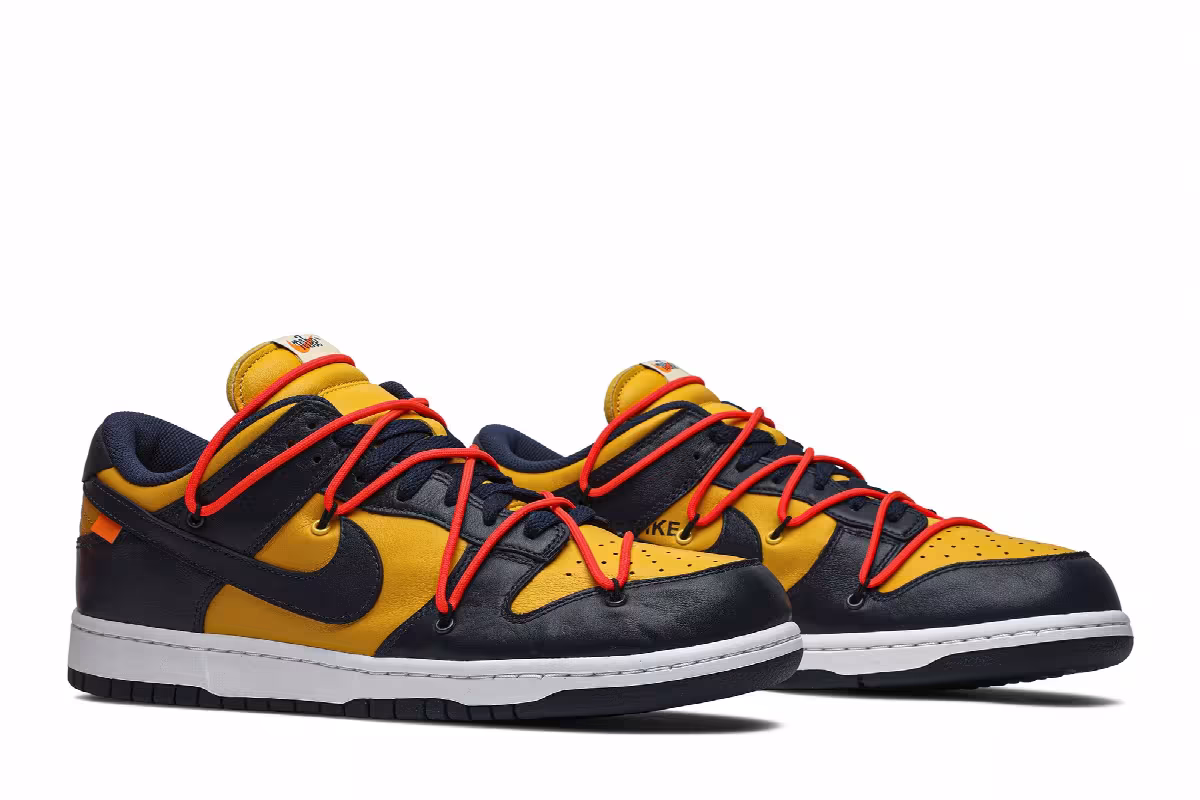 Off-White x Nike Dunk Low University Gold, view 9