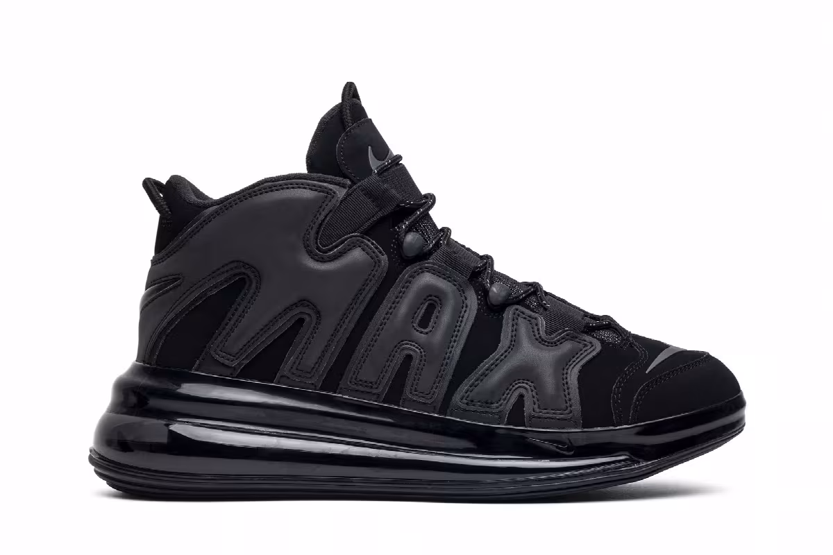 Nike Air More Uptempo 720 QS Triple Black, view 2