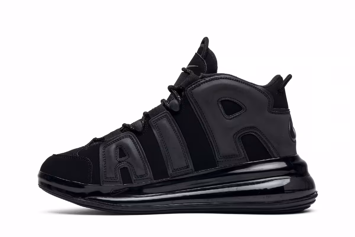 Nike Air More Uptempo 720 QS Triple Black, view 4