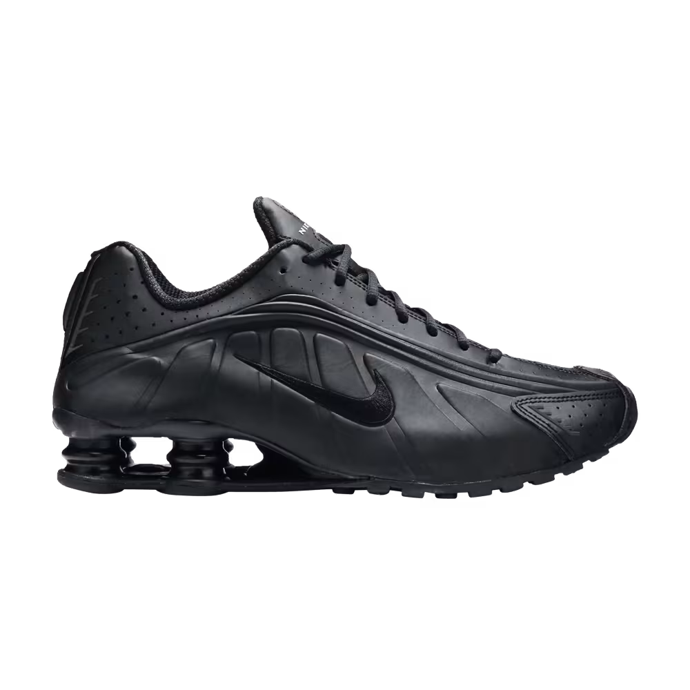 Nike Shox R4 Triple Black Embroidered Swoosh