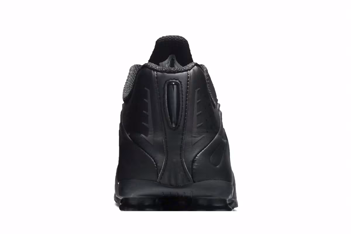 Nike Shox R4 Triple Black Embroidered Swoosh, view 8