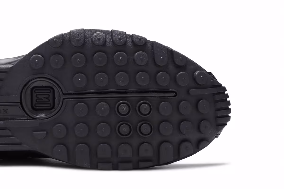 Nike Shox R4 GS Triple Black Embroidered Swoosh, view 6