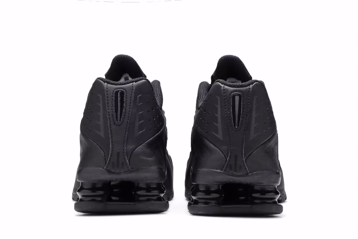 Nike Shox R4 GS Triple Black Embroidered Swoosh, view 7