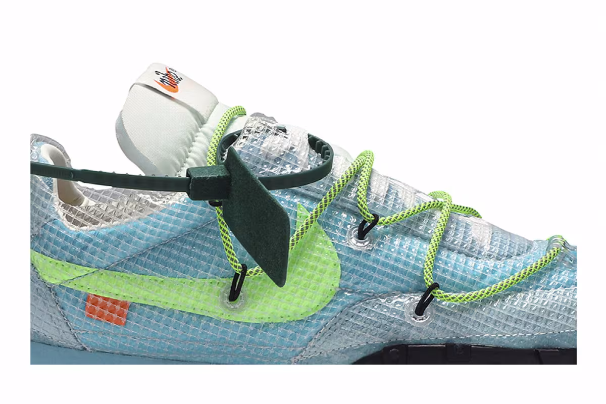 Off-White x Nike Women's Waffle Racer Vivid Sky, view 3