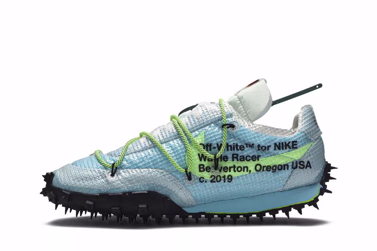 Off-White x Nike Women's Waffle Racer Vivid Sky, view 4