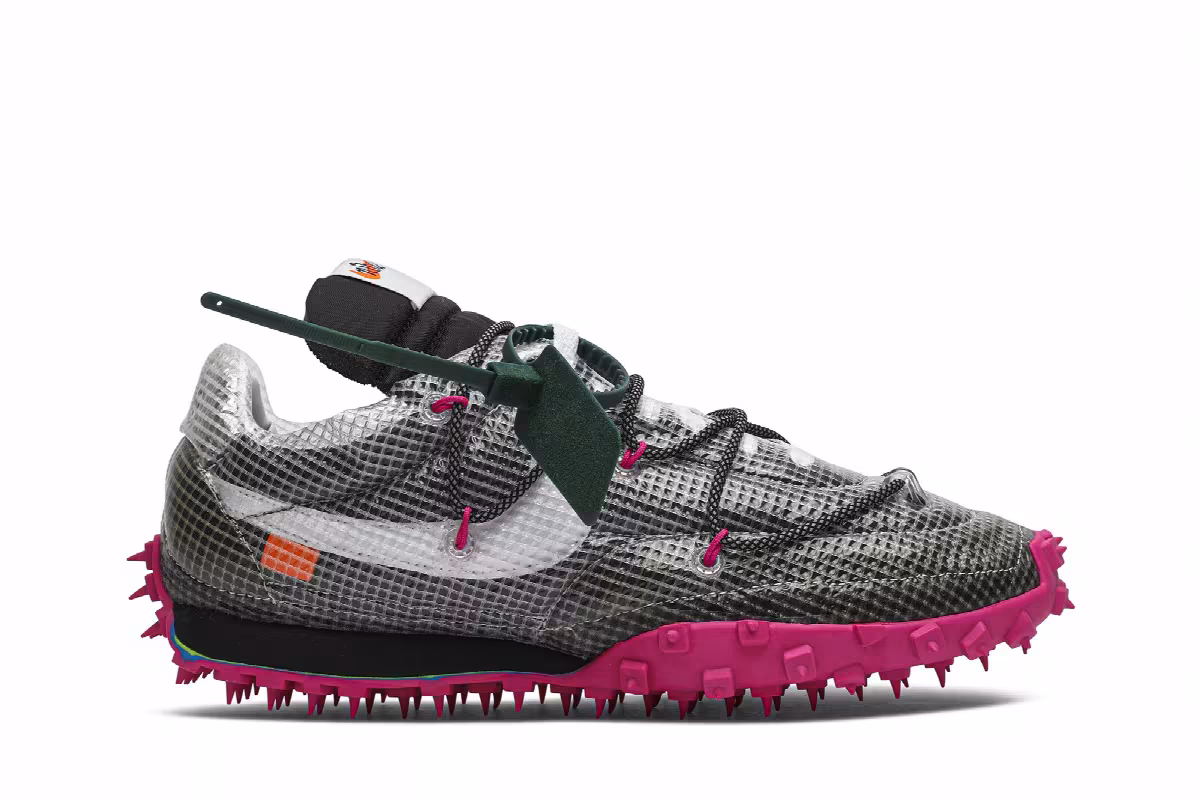 Off-White x Nike Women's Waffle Racer Fuchsia, view 2
