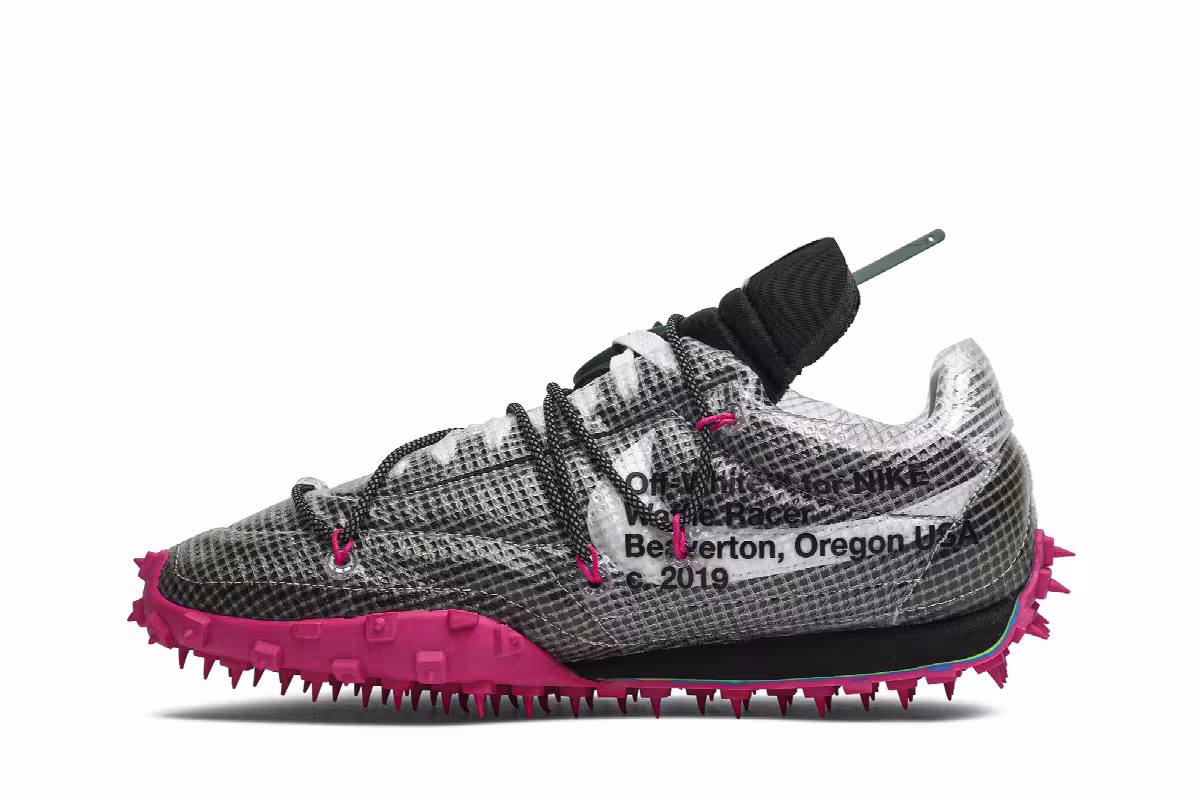 Off-White x Nike Women's Waffle Racer Fuchsia, view 4