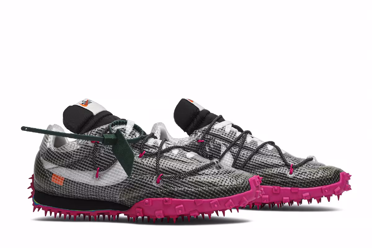 Off-White x Nike Women's Waffle Racer Fuchsia, view 9