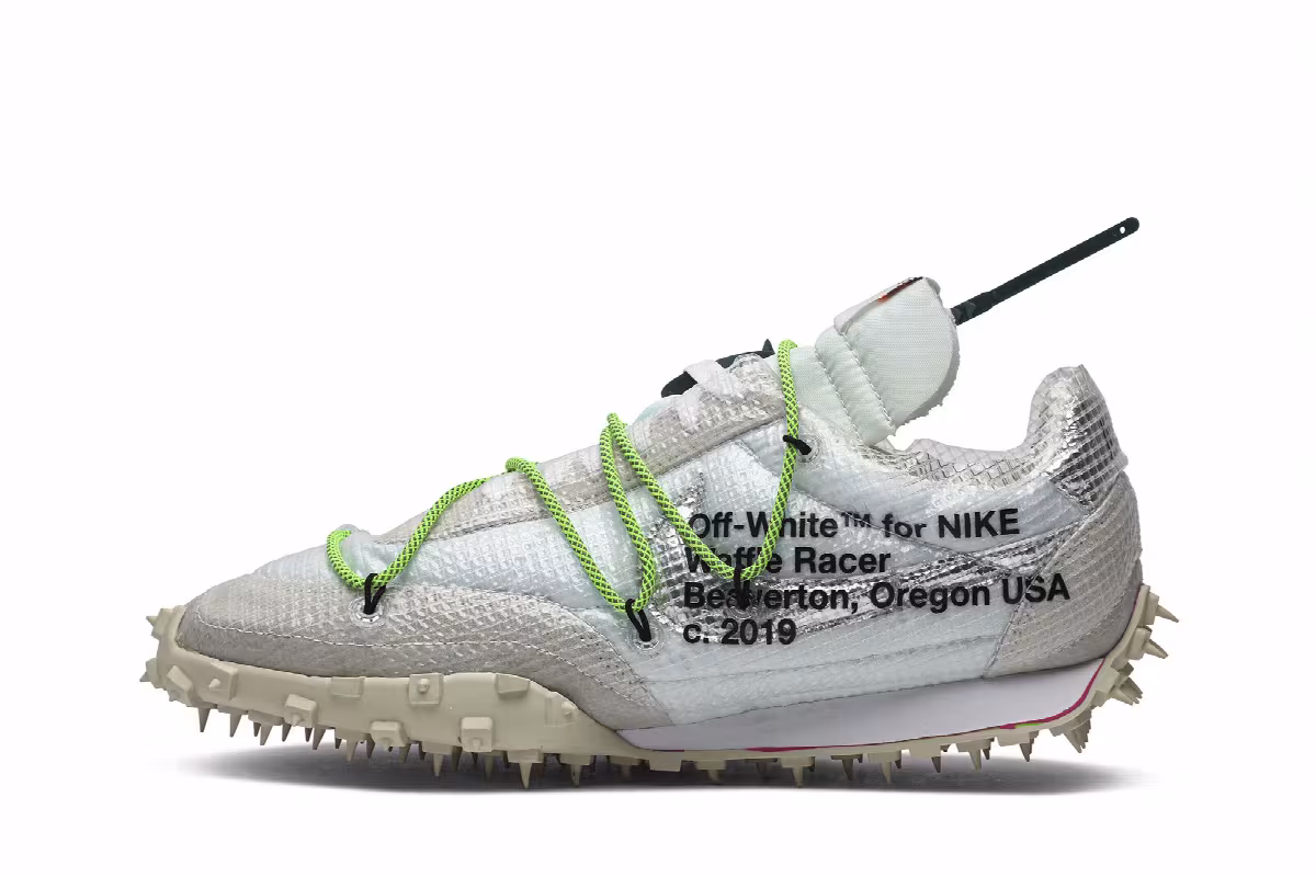 Off-White x Nike Women's Waffle Racer Electric Green, view 4