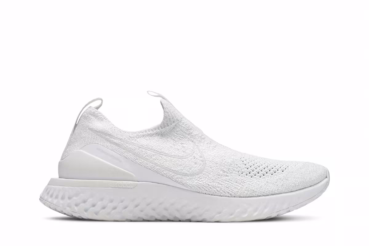 Nike Women's Epic Phantom React Flyknit Triple White, view 2