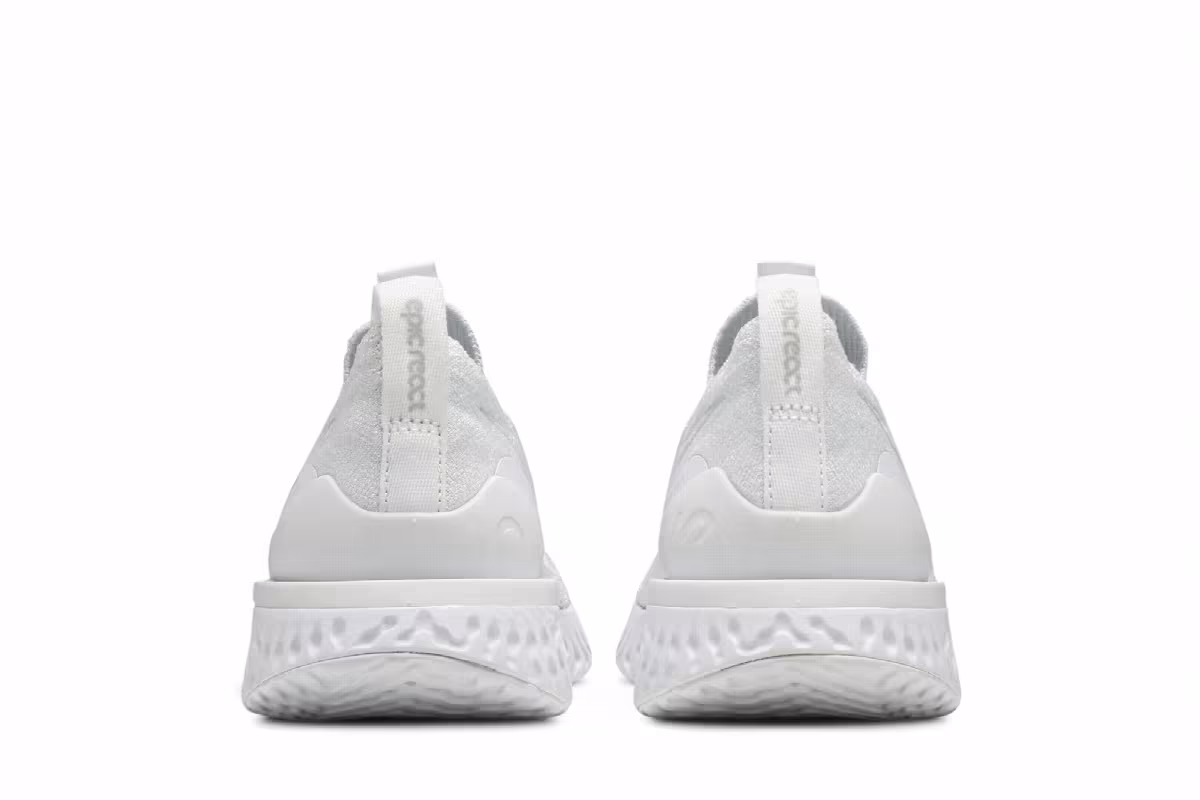Nike Women's Epic Phantom React Flyknit Triple White, view 7