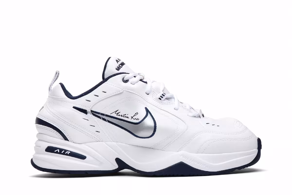 Martine Rose x Nike Air Monarch IV White Navy, view 2