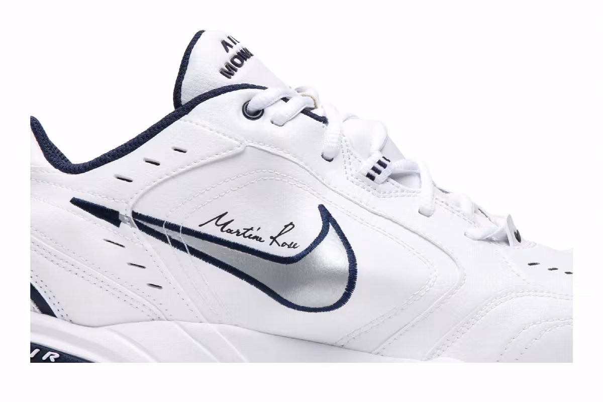 Martine Rose x Nike Air Monarch IV White Navy, view 3