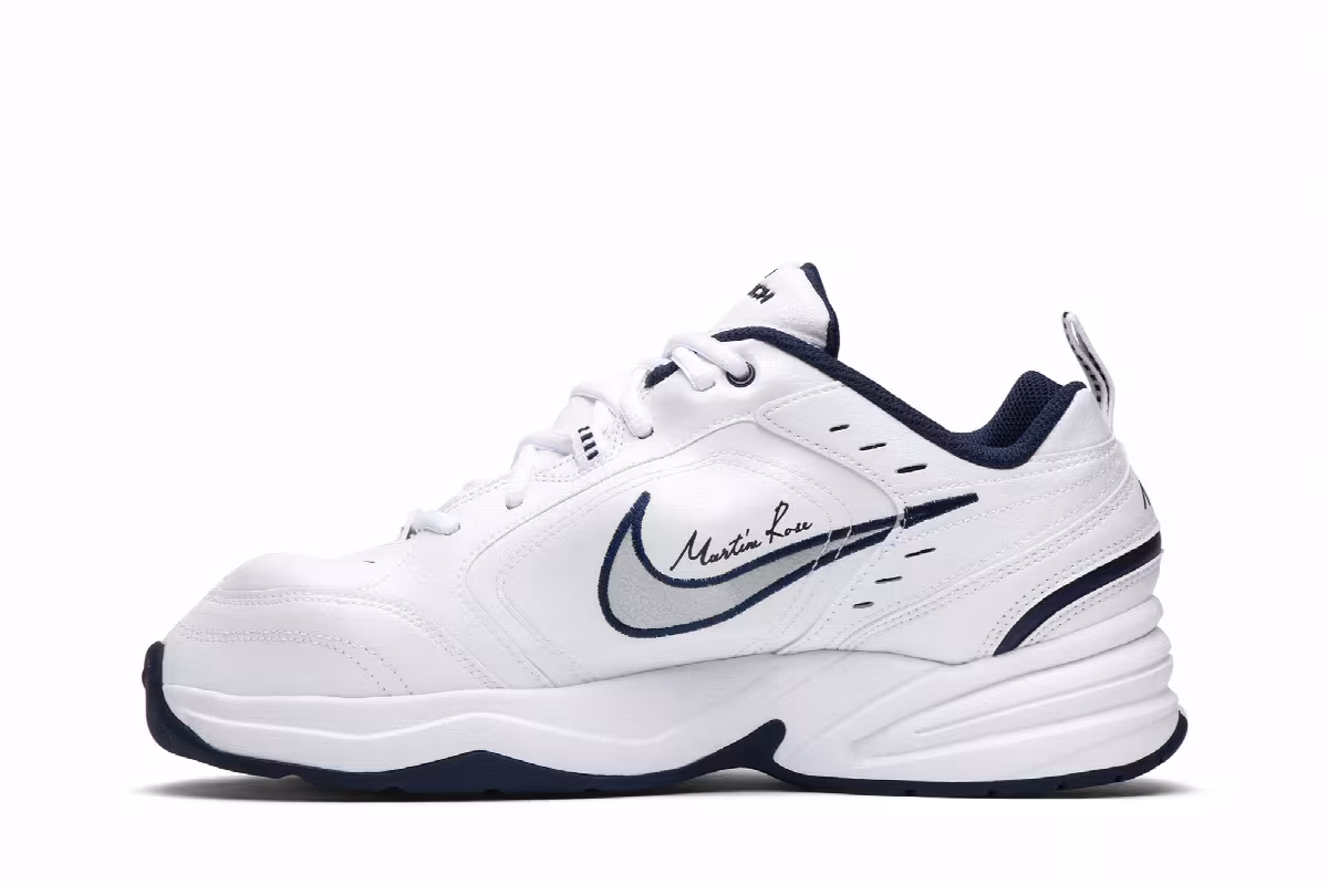 Martine Rose x Nike Air Monarch IV White Navy, view 4