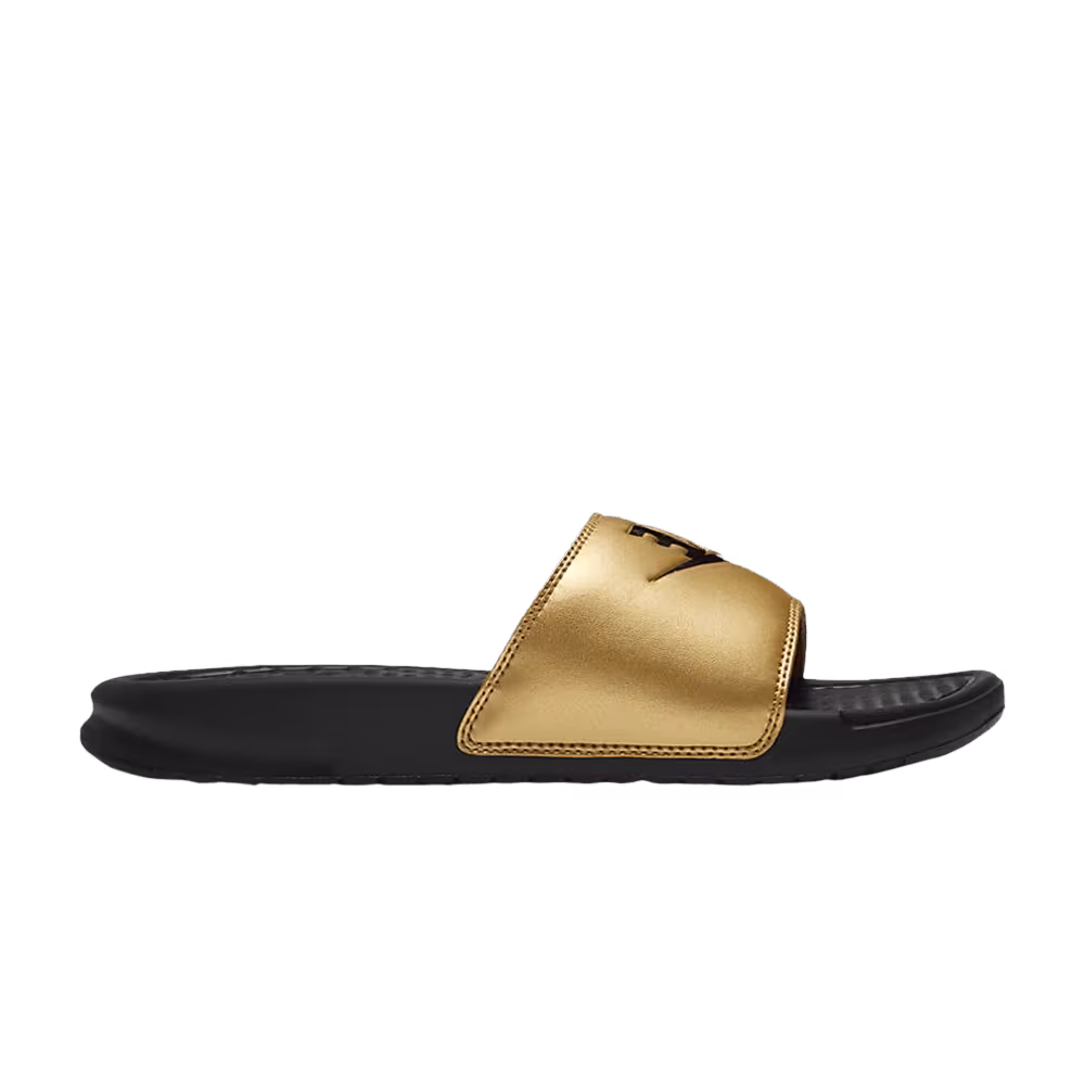 Nike Women's JDI Benassi Slides Black Metallic Gold