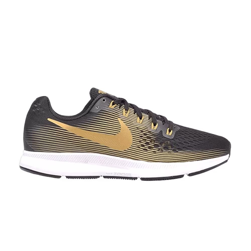 Nike Women's Air Zoom Pegasus 34 Wide Black Metallic Gold