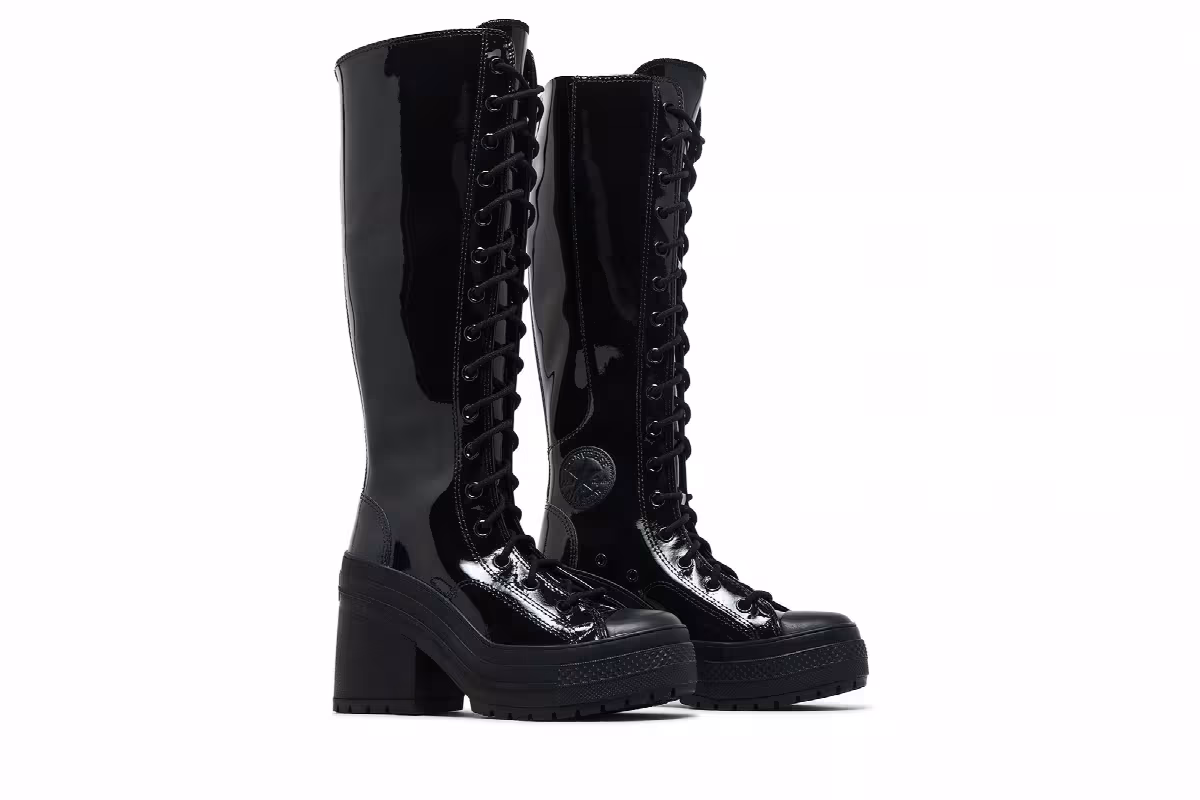 Converse Women's Chuck 70 De Luxe Heel XX Platform High Triple Black Patent, view 9