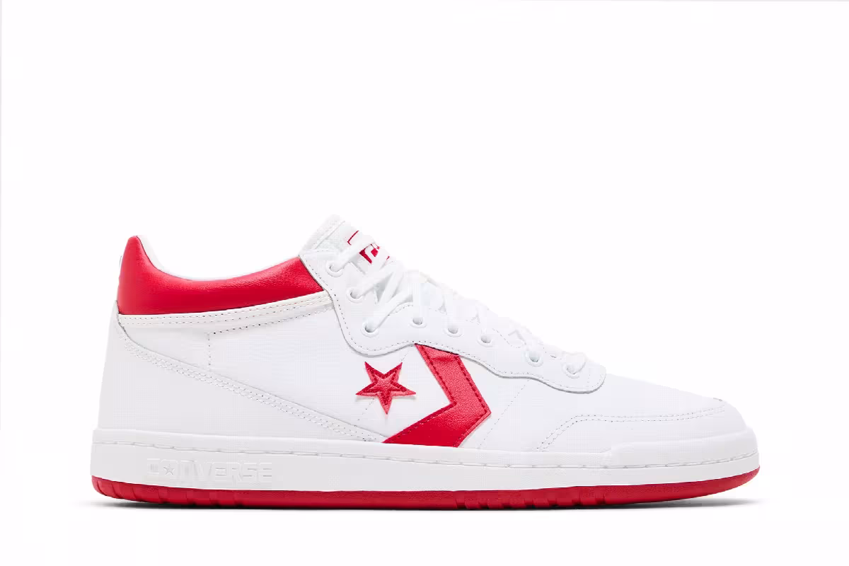 Converse Fastbreak Pro Leather Mid White Enamel Red, view 2
