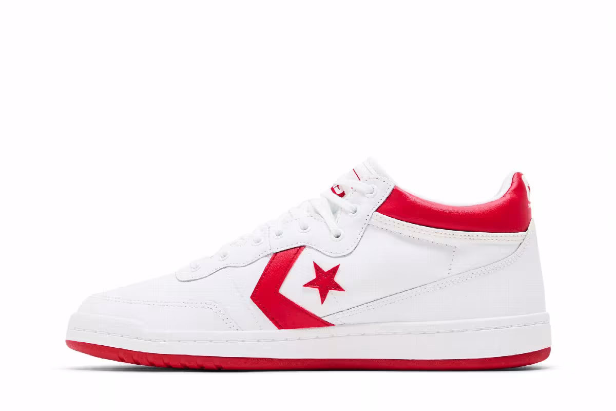 Converse Fastbreak Pro Leather Mid White Enamel Red, view 4