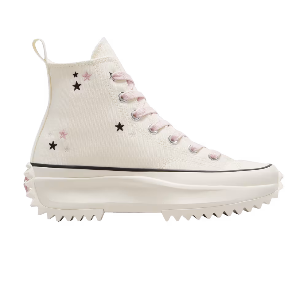 Converse Run Star Hike Platform High Embroidered Stars - Egret Lotus Pink