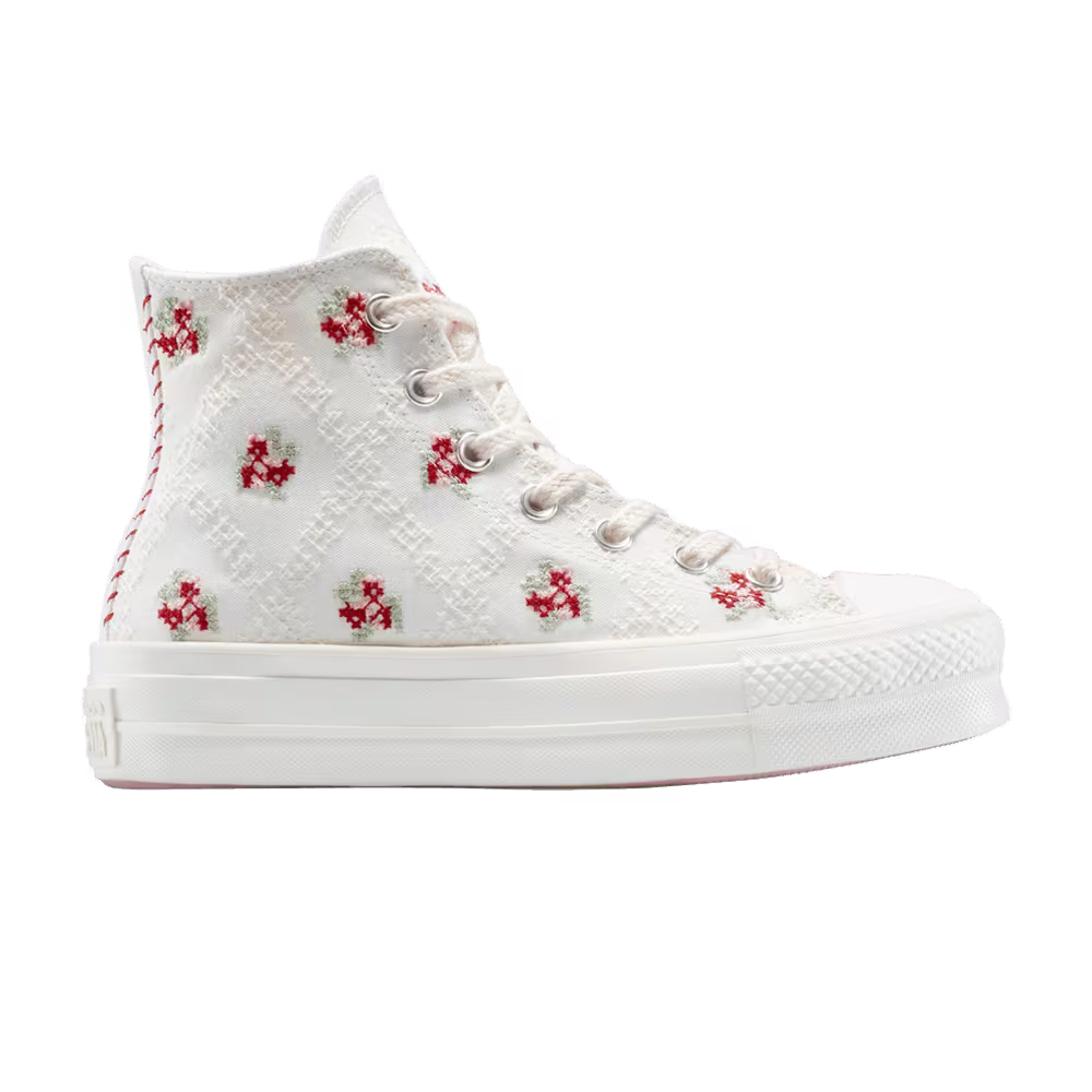 Converse Women's Chuck Taylor All Star Lift Platform High Cross Stitch Roses