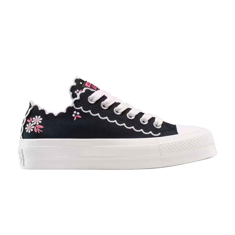 Converse Women's Chuck Taylor All Star Lift Platform Low Embroidered Flowers - Black
