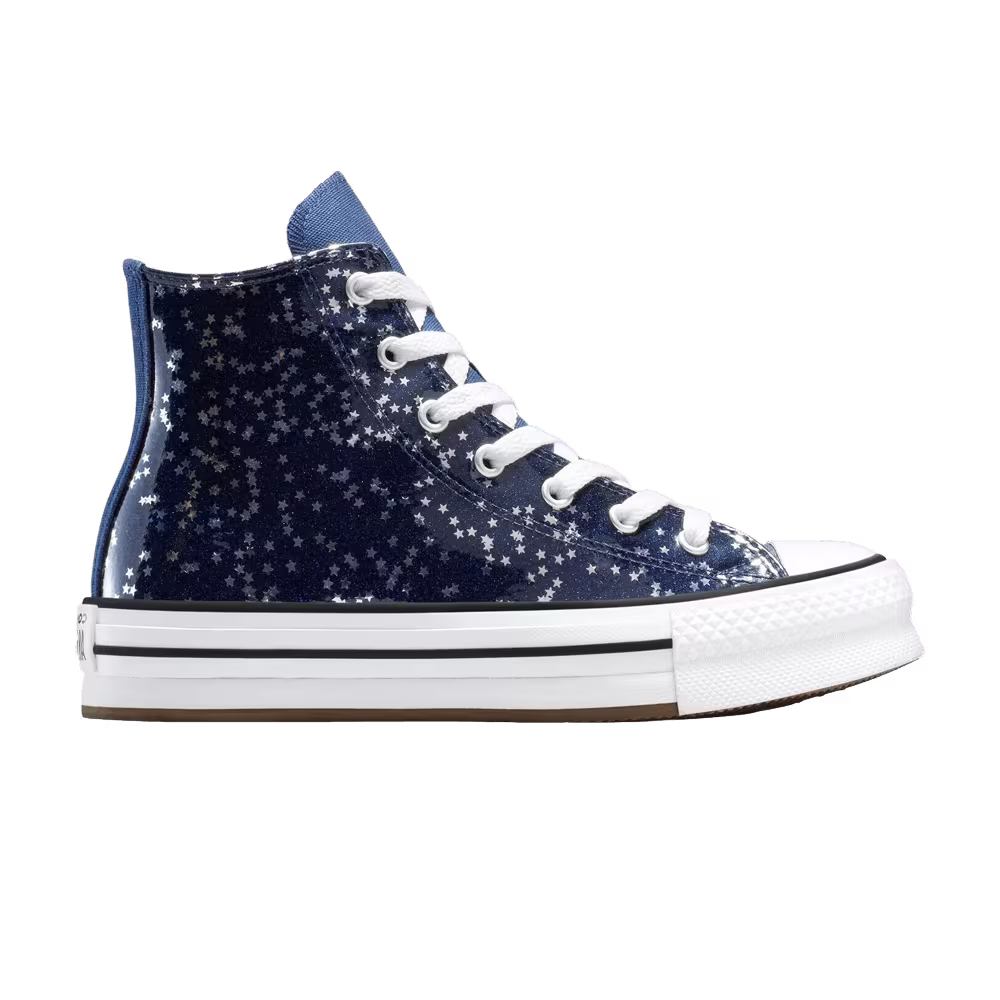 Converse Chuck Taylor All Star EVA Lift Platform High GS Navy Star Glitter
