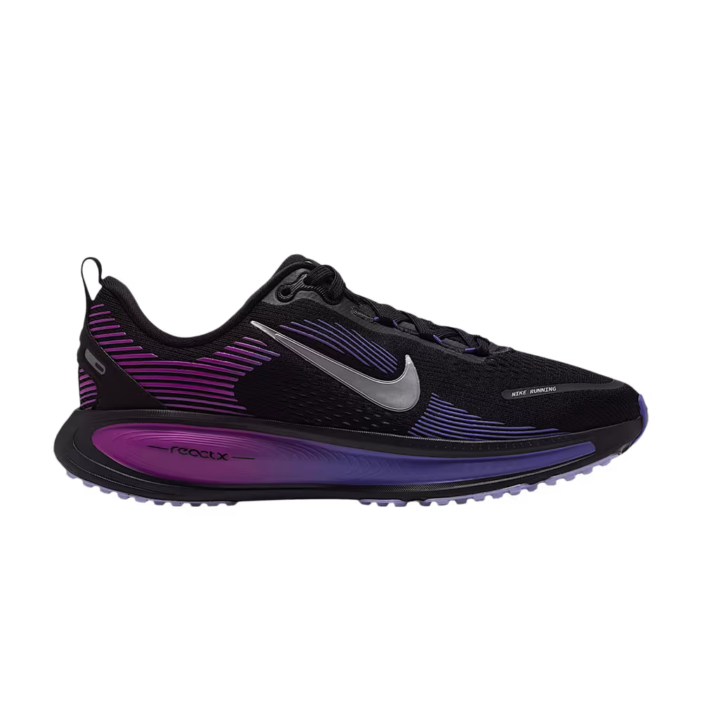 Nike Vomero 18 Road GS Black Vivid Purple Persian Violet Metallic Silver