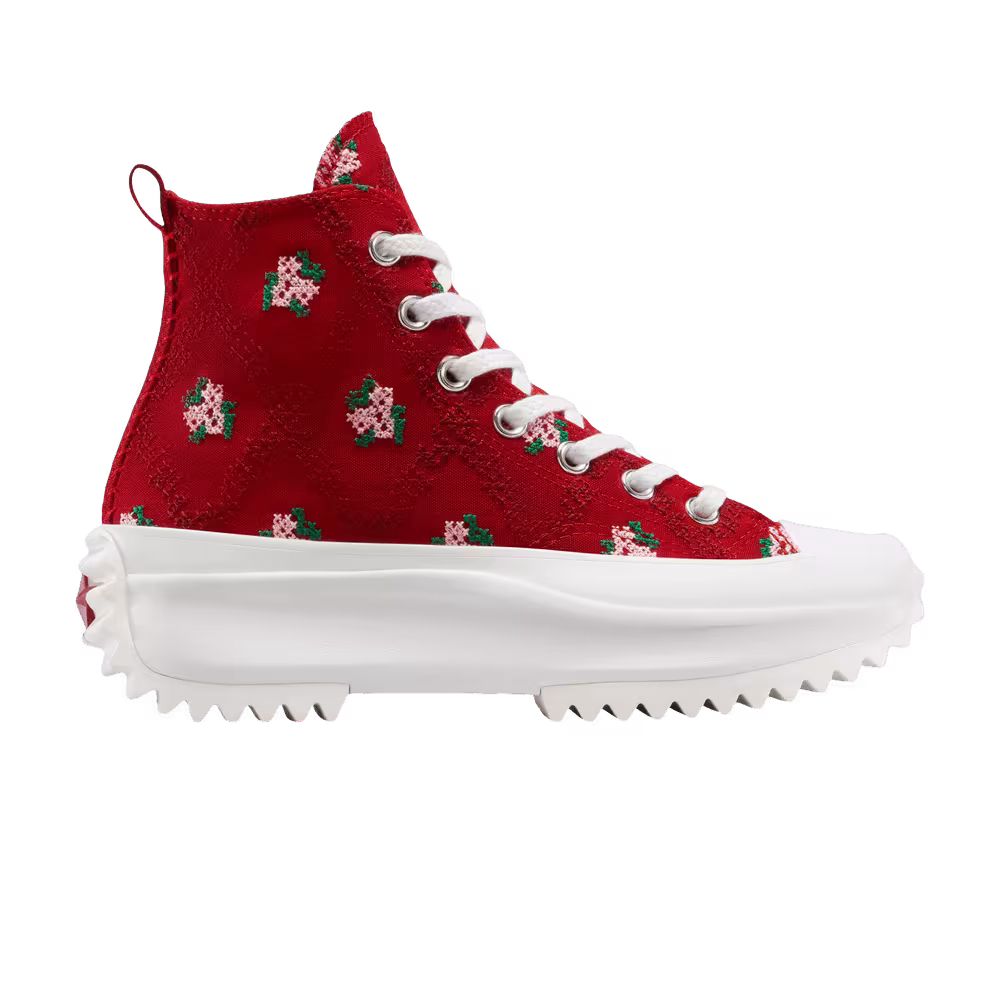 Converse Women's Run Star Hike Platform High Cross Stitch Roses