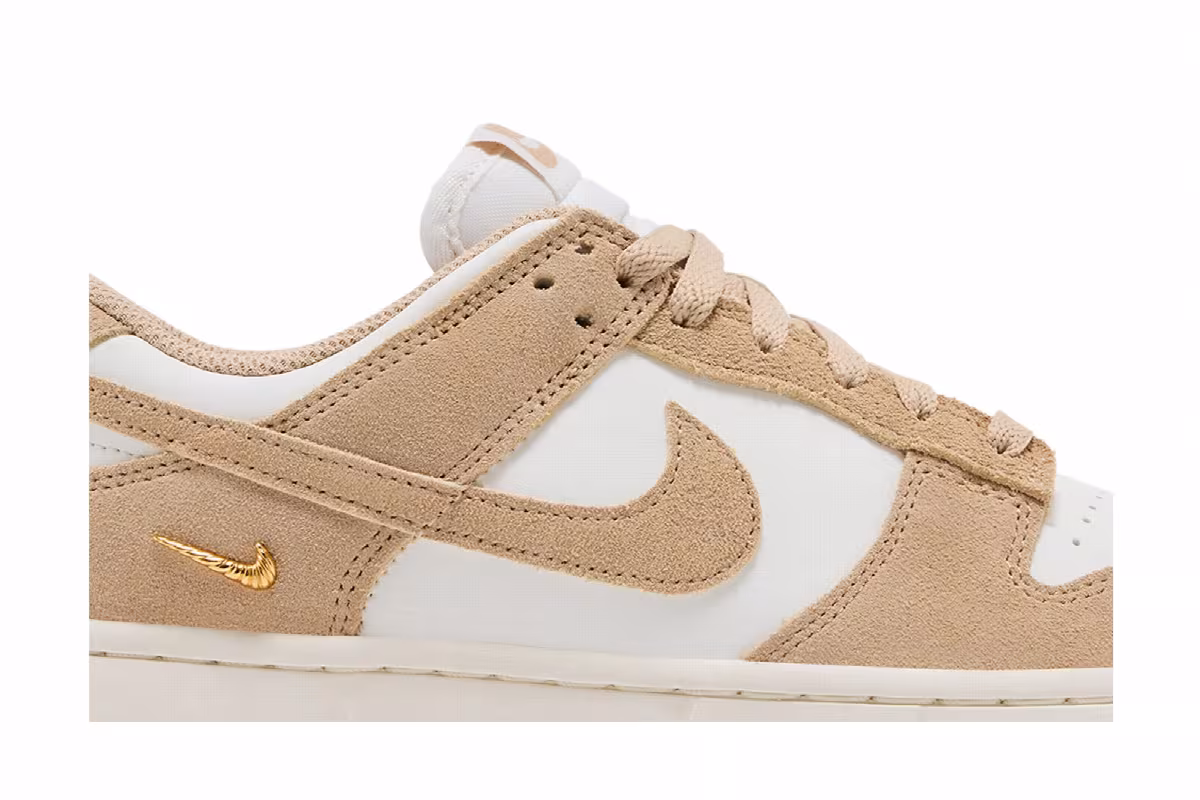 Nike Women's Dunk Low Sail White Metallic Gold, view 3