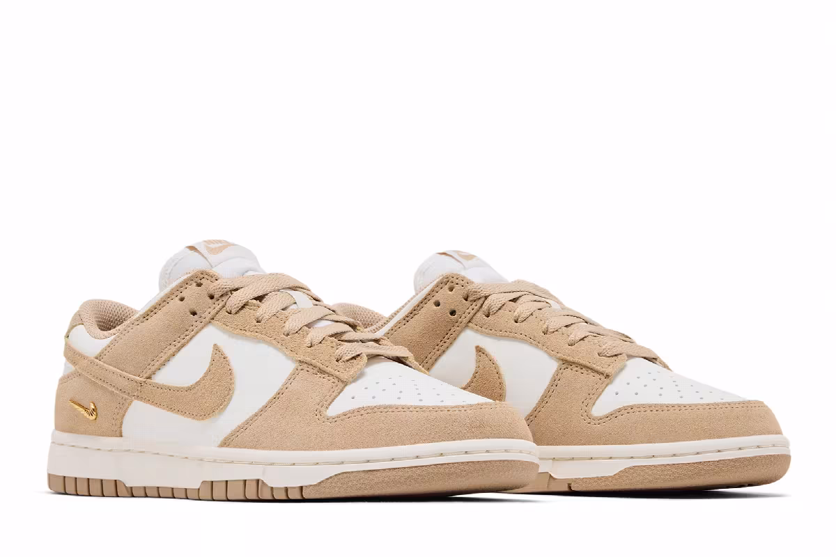 Nike Women's Dunk Low Sail White Metallic Gold, view 9