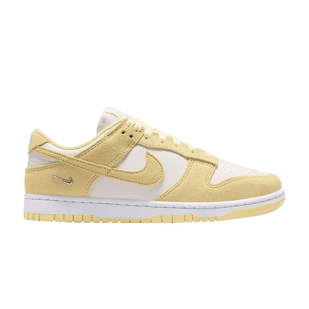 Nike Women's Dunk Low Suede Sail White Metallic Silver Soft Yellow