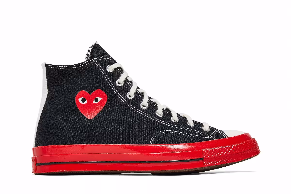 Comme des Garçons Play x Converse Chuck 70 High Black Red, view 2