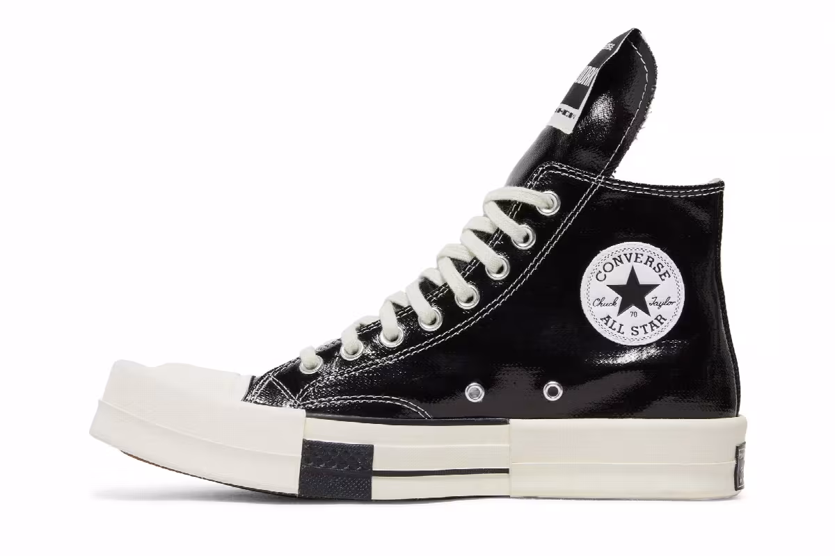 Rick Owens x Converse TURBODRK Chuck 70 High Black Lacquer, view 4