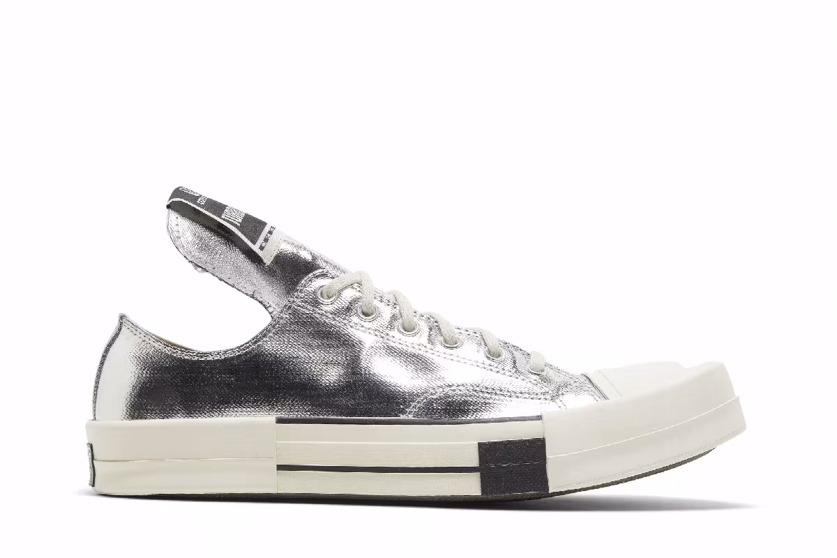 Rick Owens x Converse TURBODRK Chuck 70 Low Silver Lacquer, view 2