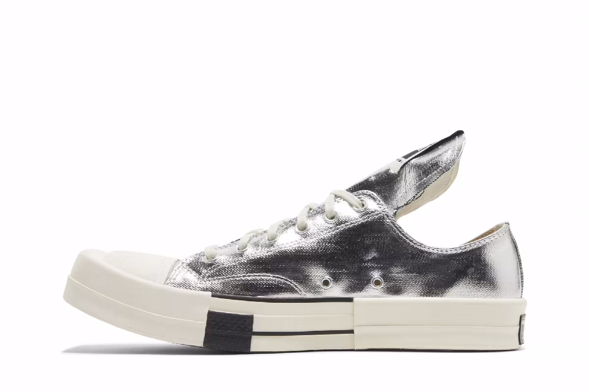 Rick Owens x Converse TURBODRK Chuck 70 Low Silver Lacquer, view 4