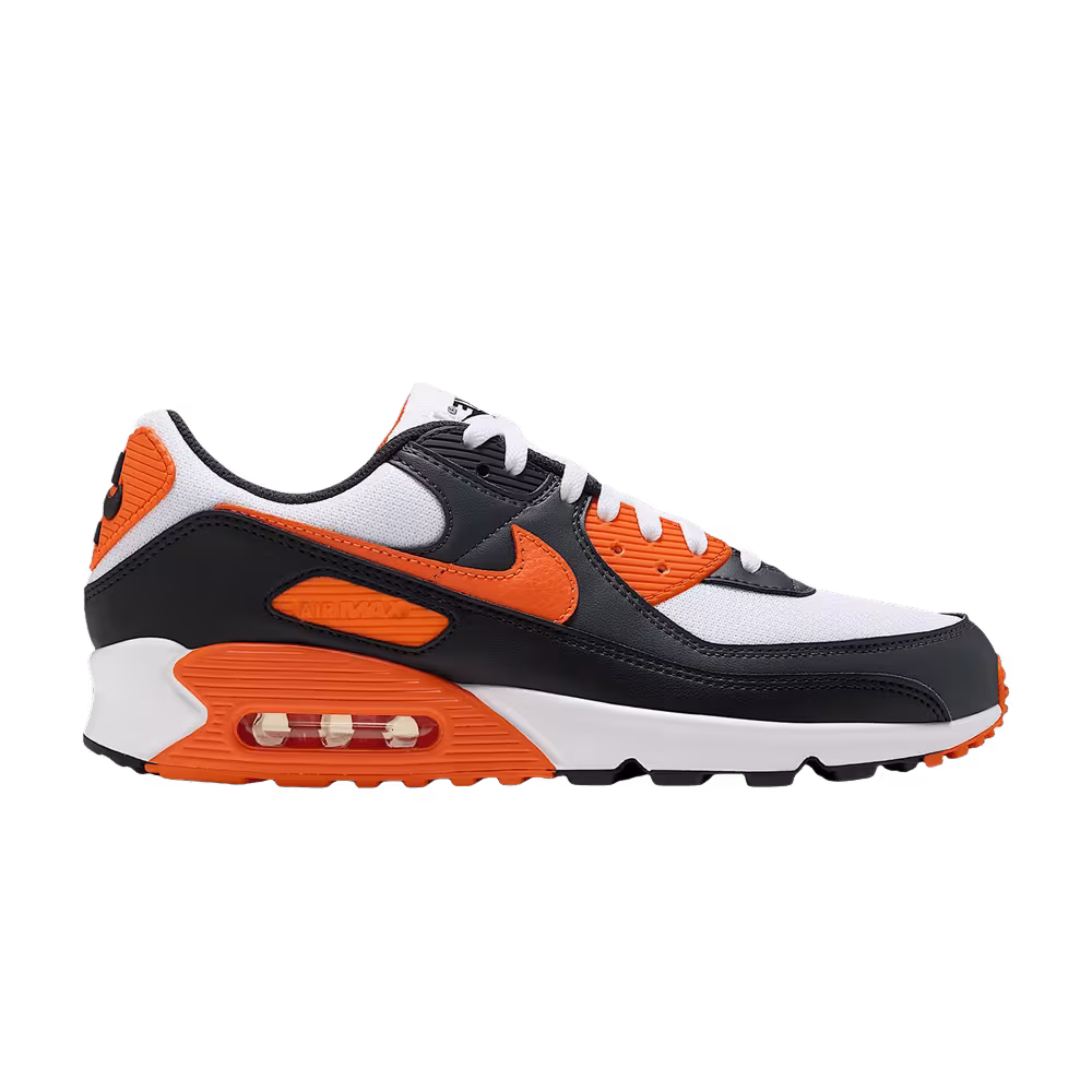 Nike Air Max 90 White Black Dark Smoke Grey Safety Orange