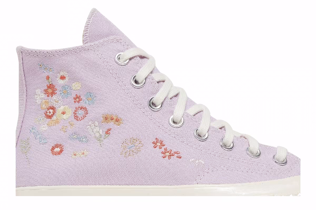 Converse Women's Chuck 70 High Embroidered Floral Print - Pale Amethyst, view 3