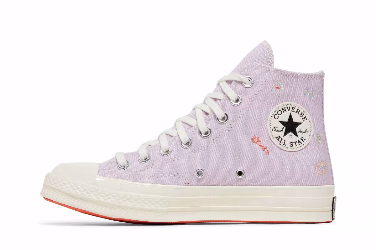 Converse Women's Chuck 70 High Embroidered Floral Print - Pale Amethyst, view 4