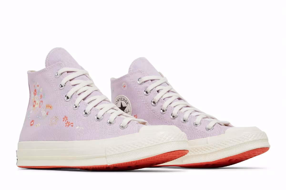 Converse Women's Chuck 70 High Embroidered Floral Print - Pale Amethyst, view 9