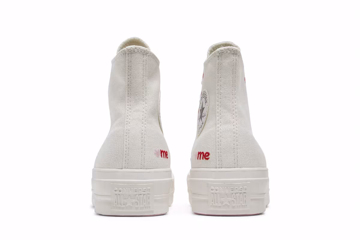 Converse Women's Chuck Taylor All Star Lift Platform High Embroidered Hearts - White, view 7