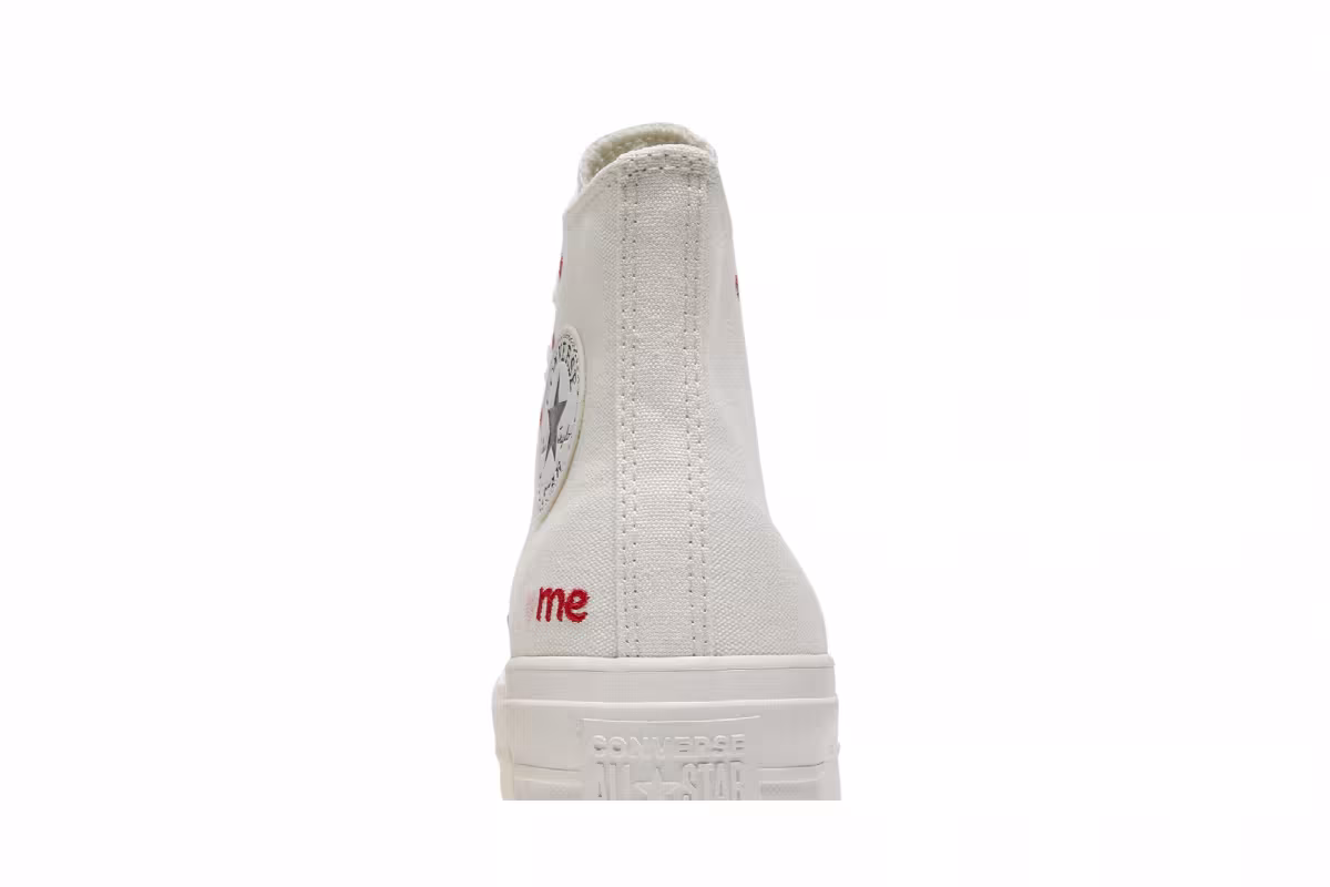 Converse Women's Chuck Taylor All Star Lift Platform High Embroidered Hearts - White, view 8
