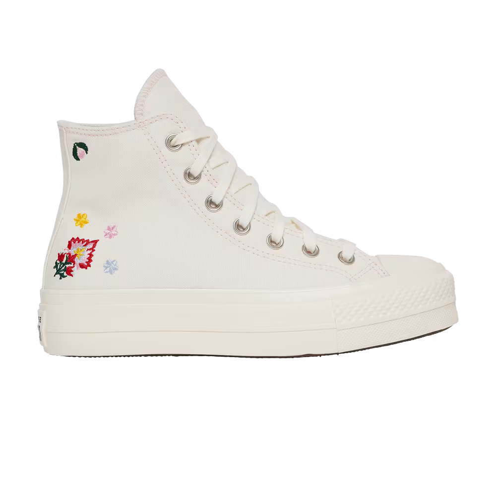 Converse Women's Chuck Taylor All Star Lift Platform High Floral Embroidery - Egret