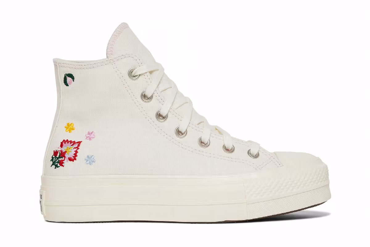 Converse Women's Chuck Taylor All Star Lift Platform High Floral Embroidery - Egret, view 2