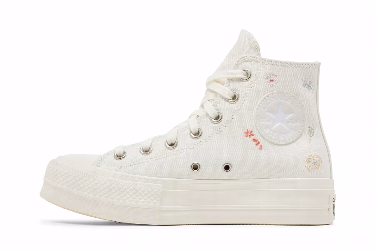 Converse Women's Chuck Taylor All Star Lift Platform Embroidered Floral - Egret, view 4