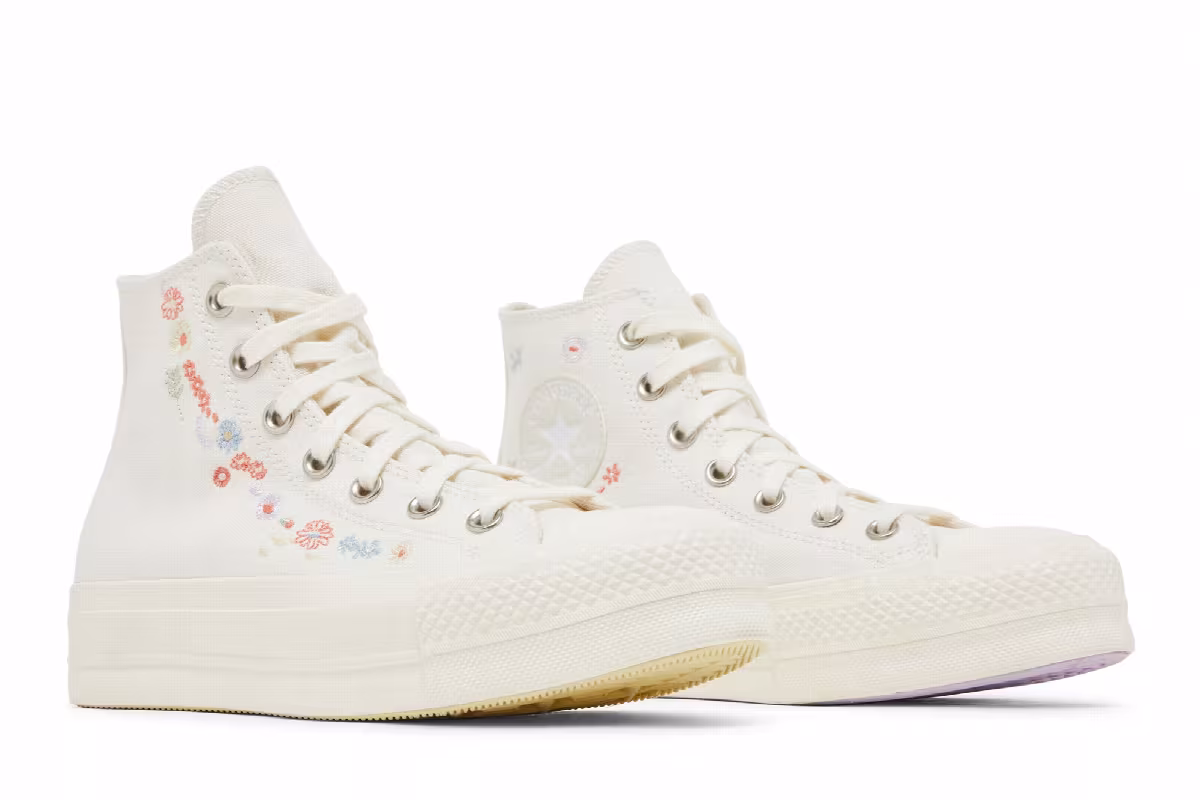 Converse Women's Chuck Taylor All Star Lift Platform Embroidered Floral - Egret, view 9
