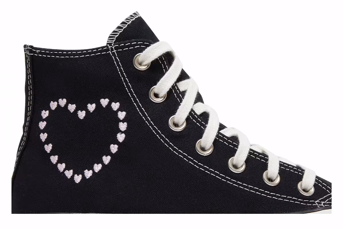 Converse Women's Chuck Taylor All Star High Embroidered Hearts - Black, view 3