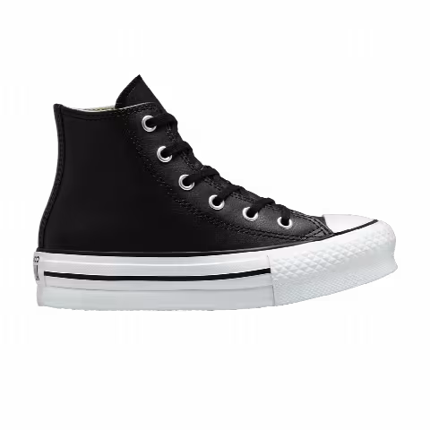 Converse Chuck Taylor All Star Lift Platform Leather High GS 'Black Natural Ivory'